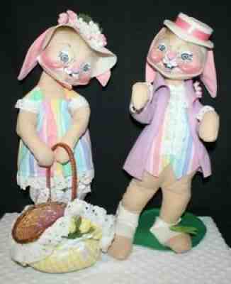 Vintage Annalee Easter Holiday Dolls Boy & Girl Bunnies Combo (About 20" Tall)