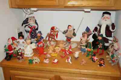 HUGE LOT OF 35 ANNALEE DOLLS & CHRISTMAS ORNAMENTS