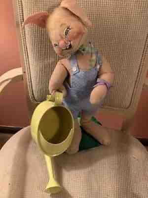 18â? Vintage Annalee Boy Bunny With Watering Can 1982