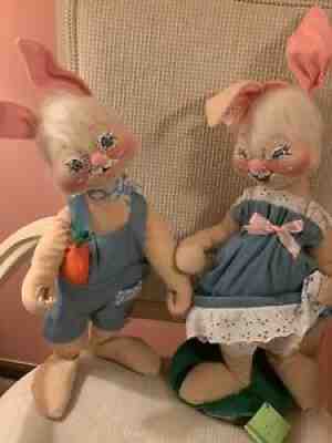 18â? Vintage Annalee Bunny Couple 1982