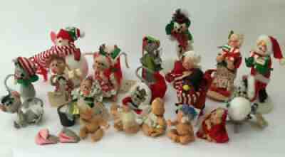 Huge LOT 20 MIXED VINTAGE ANNALEE DOLLS 1960s -1990s Many Themes Christmas Golf