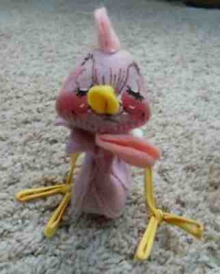 Annalee Mobilitee 1971 Easter Spring Purple Rooster Chicken Closed Eyes Mfr Tag