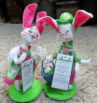 Annalee 2017 6" Easter Parade Boy Girl Bunny Pr #201617/717 w/ Mfr & Price Tags