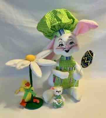 Lot Of 3 Annalee Easter Dolls Candymaker, Duck And Mouse Easter Eggs