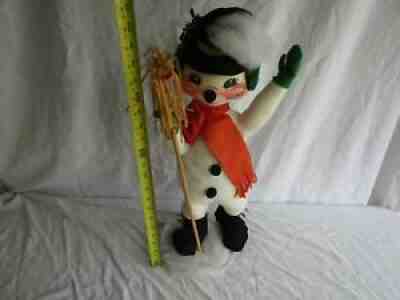 VINTAGE DOLL ANNALEE FELT PAINTED FACE 21 INCH CHRISTMAS SNOWMAN SNOWFLAKE