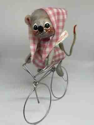 Vintage 1965 Annalee Mouse Doll Riding Bicycle 9"