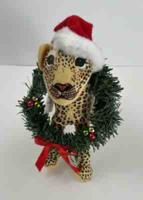Annalee 10â? Yuletide Leopard Jungle Cat 2012 Wreath On Neck -Exclusive and Rare