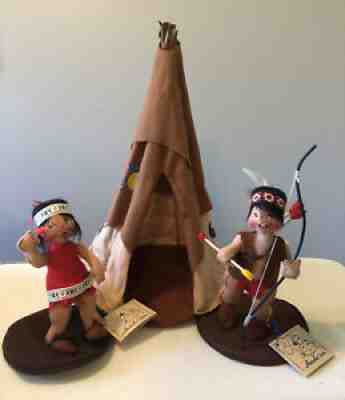 Annalee Thanksgiving Teepee Kids Pair Boy Girl Fall Holiday Vintage 1993 1994