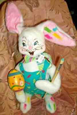 HUGE 20" Vtg 2008 ANNALEE #202908 PAINTING EASTER EGG BUNNY DOLL NEW WITH TAGS