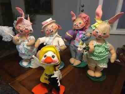 Vintage Annalee Bunny Duck Spring Easter Lot 20 inches All 80s 1984 1988 1989
