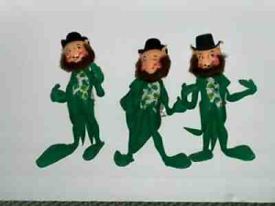 3 ANNALEE IRISH ST PATRICKS DAY LEPRECHAUN DOLLS 8" TALL