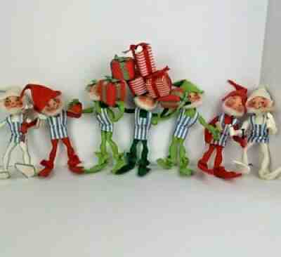 Vintage c1963 Annalee Mobilitee Dolls Santaâ??s Helpers