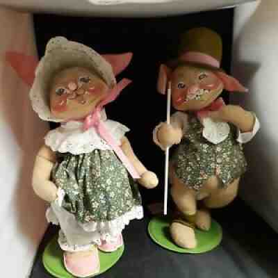 NoRmHoDoR only 1999 Annalee Dolls 18" EASTER PARADE Boy & Girl Bunny Rabbit