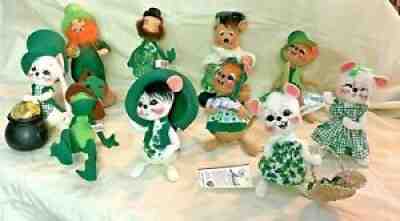 ANNALEE ST PATRICKS DAY MOUSE LEPRECHAUN FROGSDOLLS LOT NEW AND USED