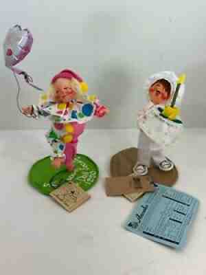 Annalee Dolls - Set of 2 - 1996 Baker #2331 and 1990 Doll Society Clown #9648
