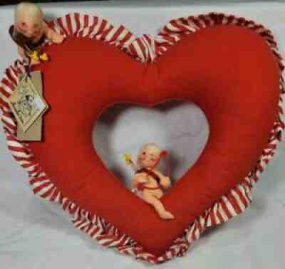 1997 Annalee 15" Cupid's Heart Mobile Wreath 2 cupids on heart Valentine's Day