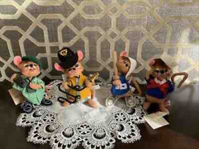 Lot Of 4 ~ ANNALEE 7â? Collectible Mice Sailor Baseball Player, Fireman Filmmaker