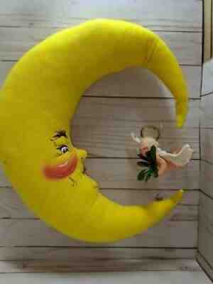 Annalee Yellow Moon With Hanging Cherub Angel Plush 16"