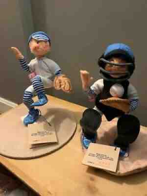 1993 ANNALEE DOLLS Boy Baseball Player Pitcher and Catcher 8"