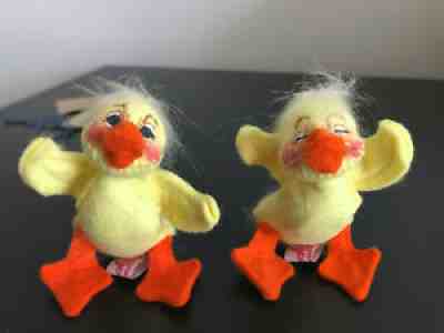 Annalee 1996 3" Easter Yellow Ducklings #1499 2 each w/papertags