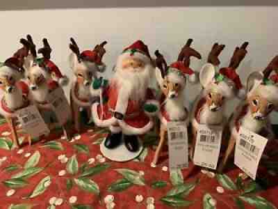 ANNALEE SILVER SPARKLE SANTA & SIX REINDEER