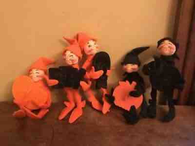 ANNALEE ORANGE Black HALLOWEEN COOKIE CUTTER ELF 5 Lot Vntg