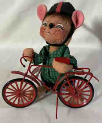 RARE Annalee ~ BOY MOUSE WITH RED BICYCLE ~ 6"