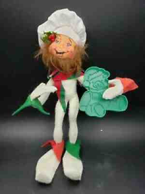 Annalee 1998 Rare Christmas Elf Baking Friends with Bear Cookie Cutter 10 Inch
