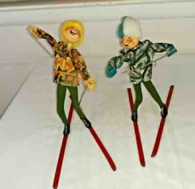 Vintage 1963 Annalee Mobilitee Dolls Pair of Skiers Very RARE 10-11"Tall