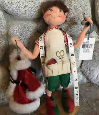"Santa's Tailor Elf" 14â? Standing Christmas Annalee Doll sewing suit w//tag 2002