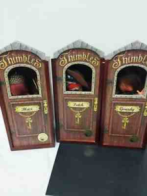 Set of 3 Annalee Harvest thimbles blaze patch gourdy 6" Dolls in Wood Boxes