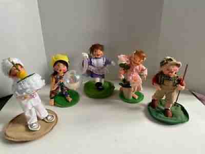 Lot of 5 Vintage Annalee boy and girl 6" dolls from 1990s