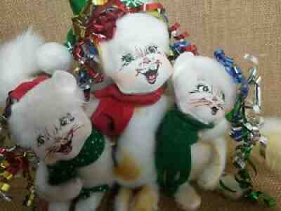 Annalee All Wrapped Up Kitties 3 Cats Dolls Ribbons Bows Christmas free ship!
