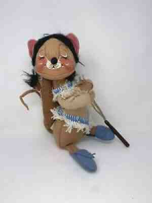 Vintage 1987 12" Annalee Mouse Indian Woman with Papoose Made in USA Large