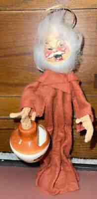 Vintage Annalee 9 1/2â? Monk Friar Angel Halo Whiskey Jug Toothpick Holder
