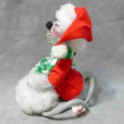 ANNALEE Doll Christmas Mouse SANTA Felt Vintage Animal Snowball 6" USA SELLER