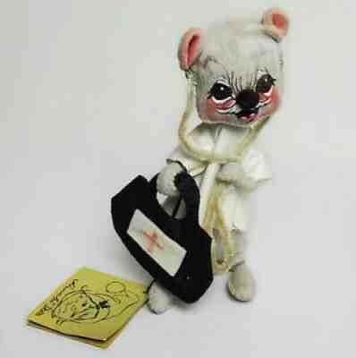 Vintage Annalee Dolls Doctor Mouse Poseable Doll 1971 Stethoscope Bag 7" Tall