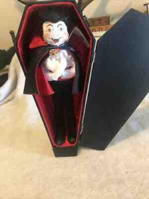 12 Inch Annalee Dracula Vampire Doll In Coffin.