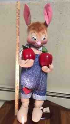 AnnaLee Mobilitee Doll Vintage Large Country Boy Bunny With Apples 30"