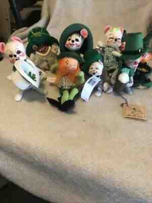 Lot Of 9 Annalee Saint Patrick Day Dolls-New With Tags Cat Mouse