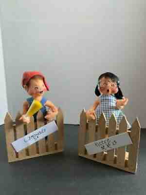 Pair of 7" Annalee Dolls - Lemonade Stand Boy and Kisses for Sale Girl
