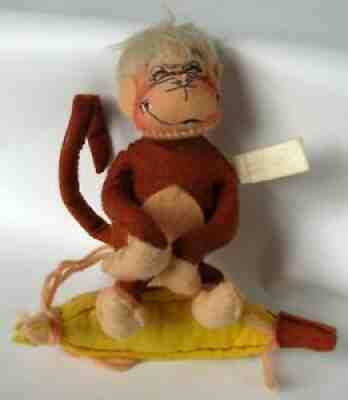 Rare Vintage Annalee Monkey Banana Trapeze 1965 ~ 7" Closed Eyes ~ Big Grin