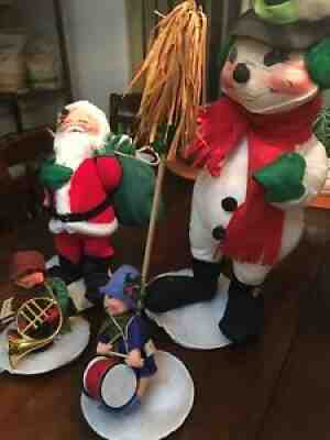 Lot Annalee Christmas Snowman -Large- 1971 21" Santa-Drummer Boy-horn Boy