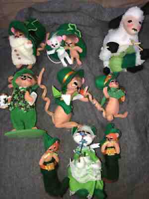 Annalee Leprechaun St. Patrick's Day Lot of 9 Shamrock Dolls Sheep Coins Stein