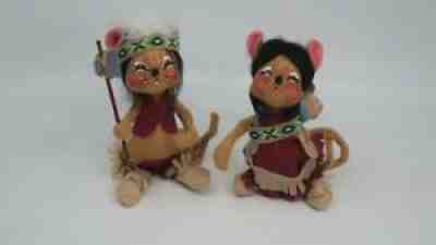 Annalee 1998 6" Native American Indian Mouse Mice Boy Girl Baby Thanksgiving