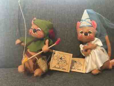 Annalee dolls 1990 Series Storybook Mice - Robin Hood & Maid Marion Pair