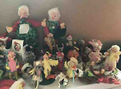 Huge 37 pc Lot Vintage Annalee Mobilitee Christmas + Dolls Figures 1960s-1995