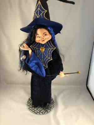 RARE 2007 Annalee Halloween Witch Doll in Blue Casting a Spell 201207