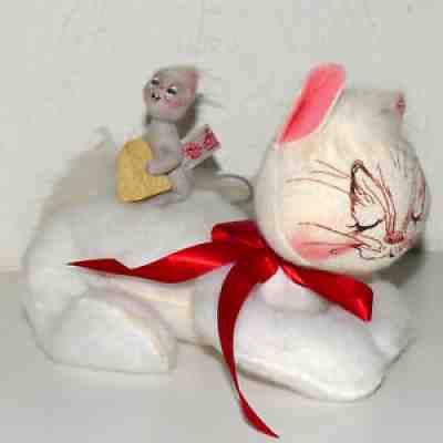 ANNALEE Doll Christmas #08 Vtg Cat & Mouse Content Cheese 12" RANA'S USA SELLER