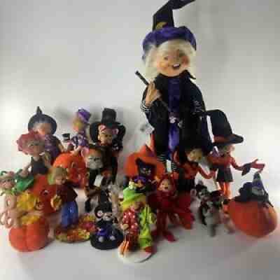 Big Lot Of 15 Annalee Dolls Modern Halloween Decoration Cats Mice Pumpkin